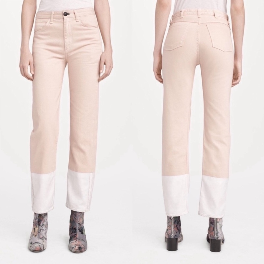 NWT Rag & Bone RBW15 in Rose Tromp L’oeil Selvedge Cuff Straight Leg Jeans